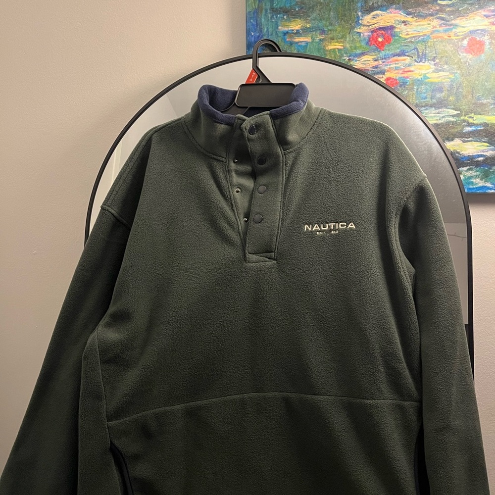 Nautica Olive and Navy Fleece Jacket